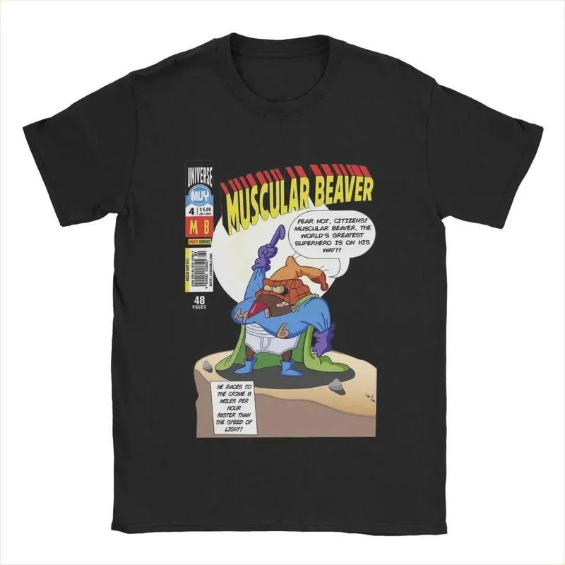 Camiseta Vintage Muscle Angry Beavers Para Hombre Con Cuello S