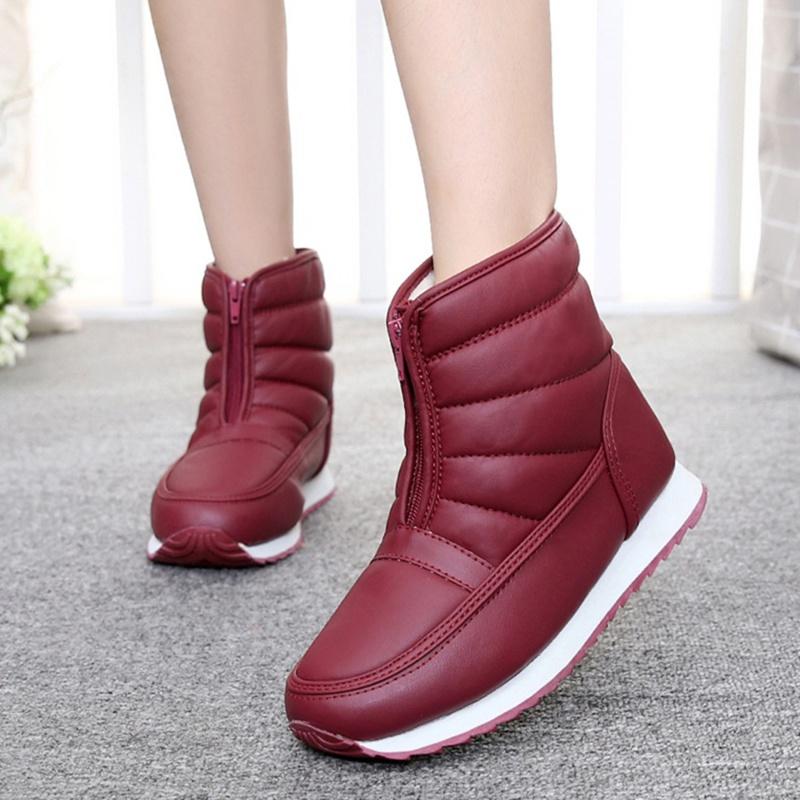 Winter Thicken Fluffy Flat Ankle Boots Warm Keeper Middle-aged Elderly Snow Boots Anti Slip Soft Comfortable Cotton Shoes