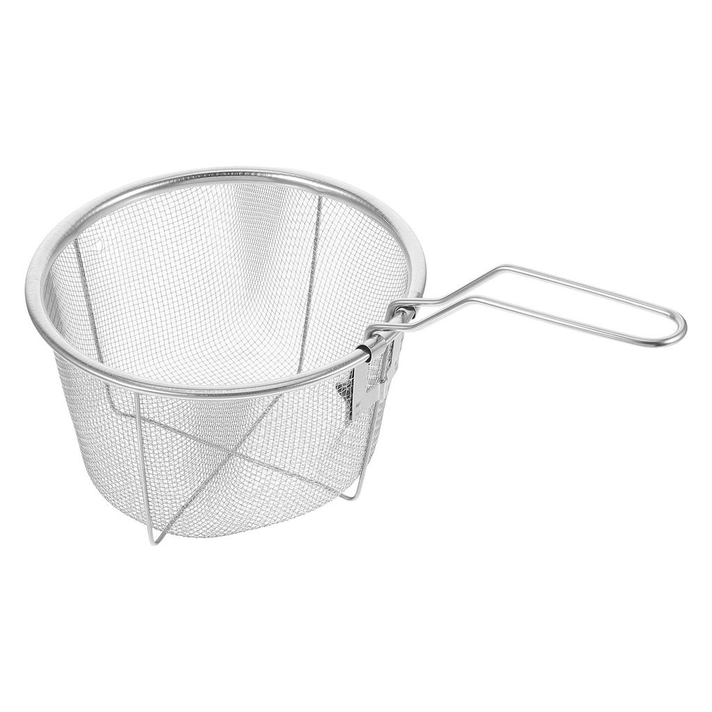 1Pcs Stainless Steel Fryer Strainer Basket Foldable for Easy Storage High Heat Conductivity Suitable for Frying Chicken Fish