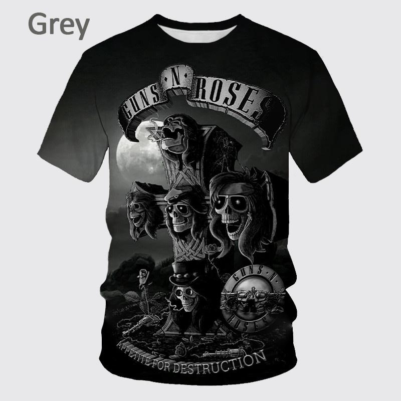 

Летний топ с круглым вырезом и 3D-принтом группы Guns N Roses, модная повседневная мужская футболка с коротким рукавом XL
