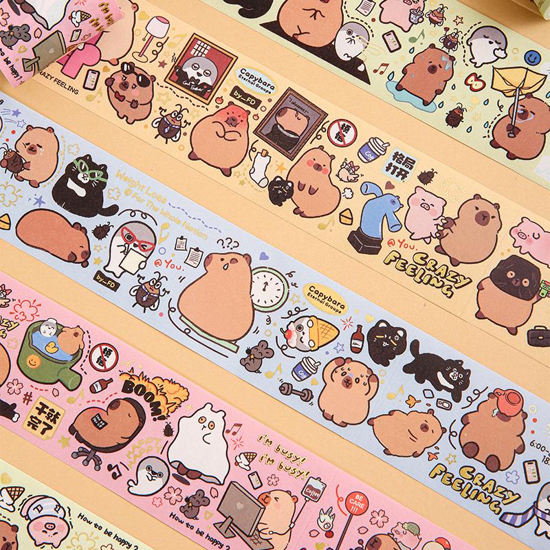 2m Cartoon Animal Theme Washi Tapes Cute Sticker Decorative Collage Adhesive DIY Scrapbooking Hand Made Masking Tape Stationery