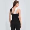 Women Asymmetrical One Shoulder Color Block Peplum Top Sleeveless Fitted Blouse