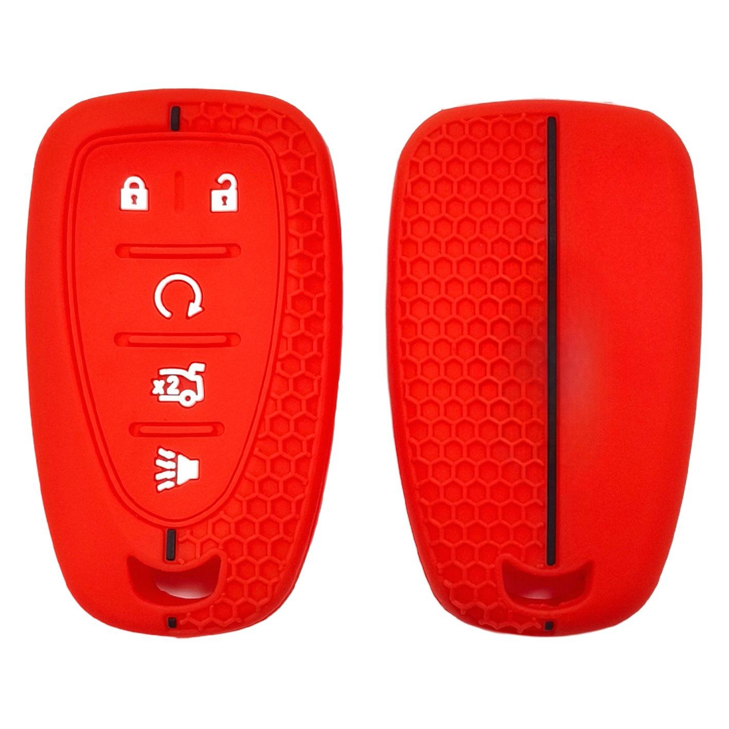 

Rubber Car Key Fob Cover Silicone Protector Case Set for Chevrolet Cruze 2016 Malibu XL 5 Buttons Keyless Go Remote Accessories красный