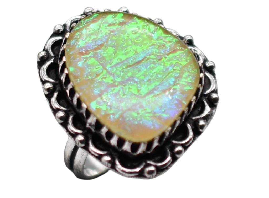 Australian Triplet Opal Natural Gemstone Antique Ring US Size-9 R 4657