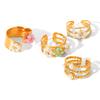 European and American Pearl Flower Stainless Steel Open Ring – High-End, Non-Fading Titanium Steel for Women