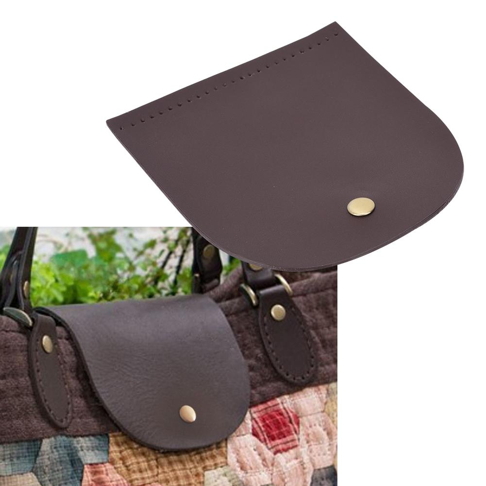 Bag Cover Split Leather Magnetic Buckle Hand Made Handbag Parts with Bronze Accessories 12.6x13.7cm(Brown )
