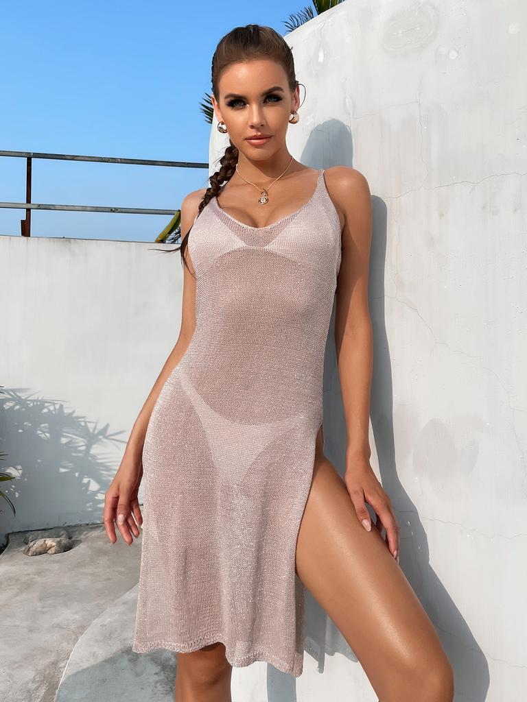 2023 New Beach Sexy Knitted Hollow Cover-up Bikini Cover-up Sunscreen Swimsuit Outside Smock