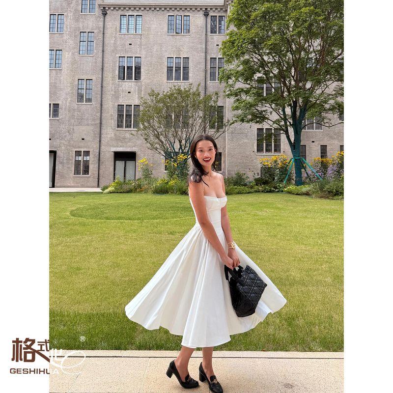 

Тяжелая промышленность Рыбий скелет Талия Труба Топ Юбка на бретелях Съемный плечевой ремень Ярко-красное платье на день рождения Праздничная фотосессия Пляжное платье White suspenders 165/88A