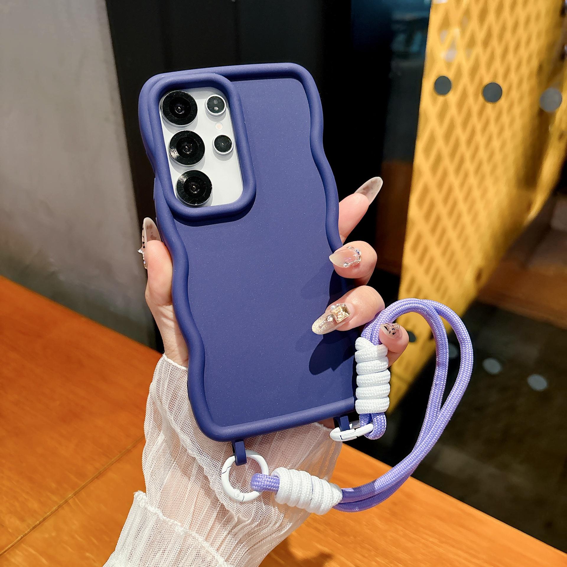 

Совместимый чехол-волна для телефона Samsung S25 Ultra с отверстием для шнурка, защита по всей поверхности для S24 Plus S24 Ultra