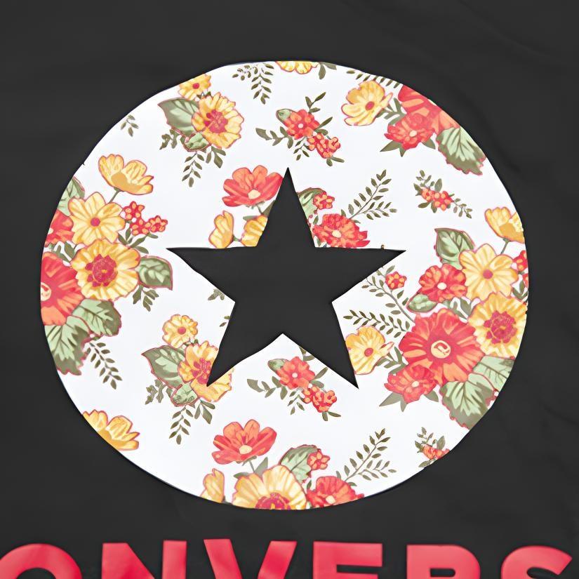 Converse T Shirts Women's Black Crew Neck Moderate Straight Fit 10017396-A01