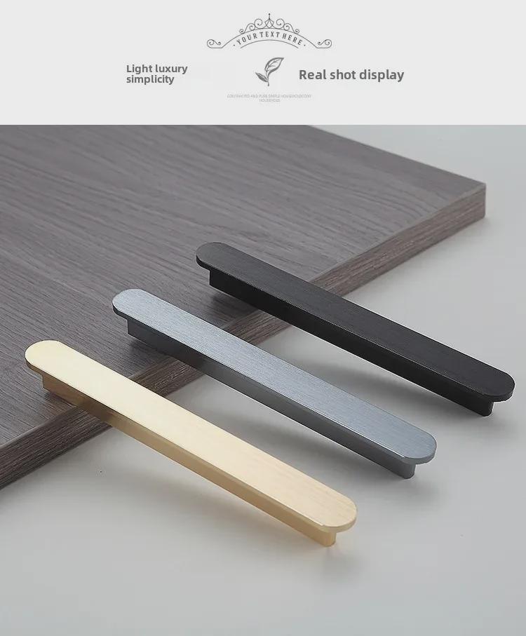Modern Black Aluminum Alloy Extended Cabinet Handle