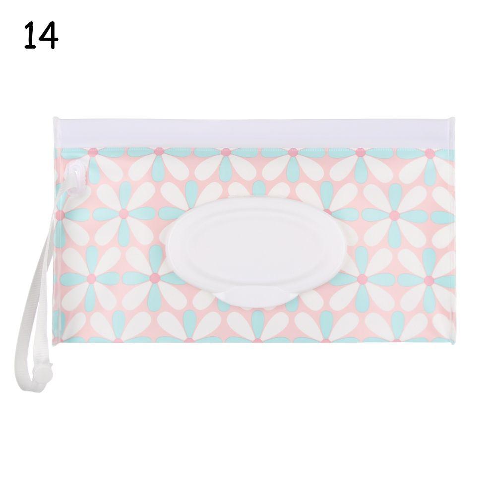 1pcs Fashion Cute Snap-Strap Flip Cover Carrying Case Portable Wet Wipes Bag Cosmetic Pouch Stroller Accessories Tissue Box