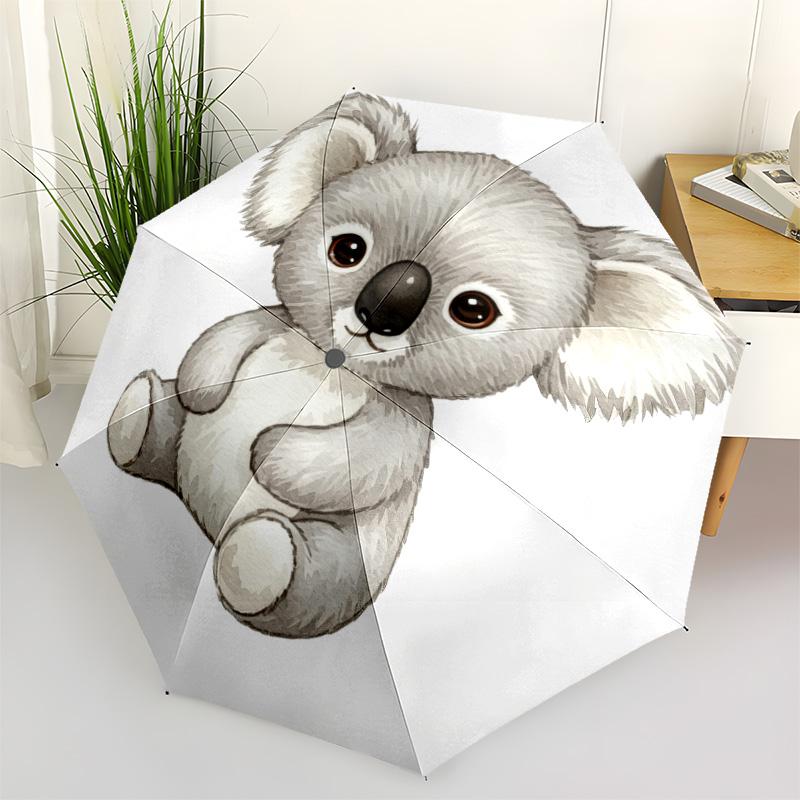 1pc Animals: cats,cows Umbrella Portable Folding Umbrella Iron Frame Hole Bone Structure Outdoor Home Umbrella