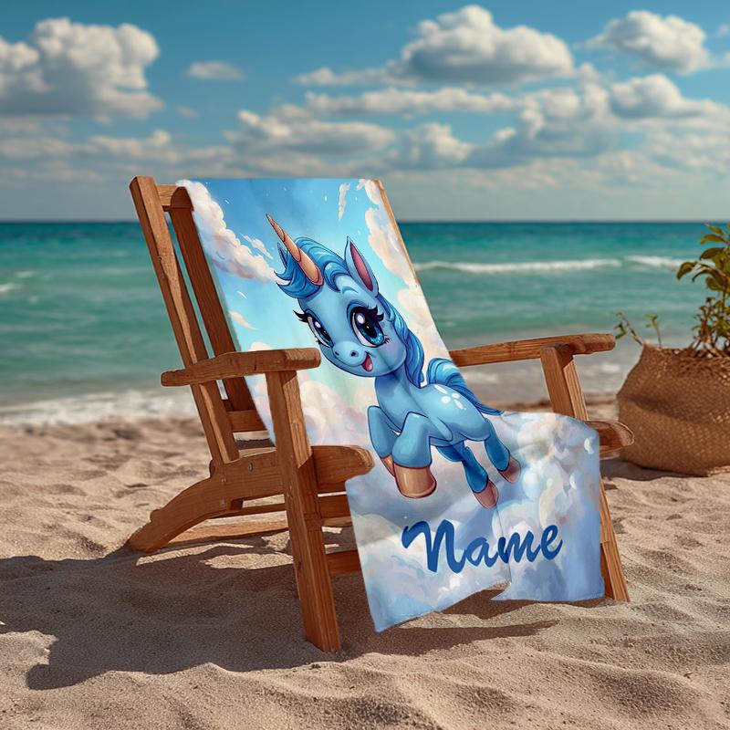 Custom Name Ultra-Soft Beach Towel with Unicorn Theme,Ideal for Pool - Camping, Diving - Perfect Travel Essential, Vibrant Beach Towel.
