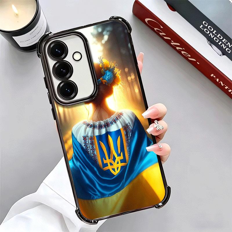Blue Yellow Ukrainian Girl Plating Phone Case For Samsung A17 A07 A37 A57 A16 A56 A15 A55 A14 A54 A13 A53 A26 A36 A25 A35 A24 A3