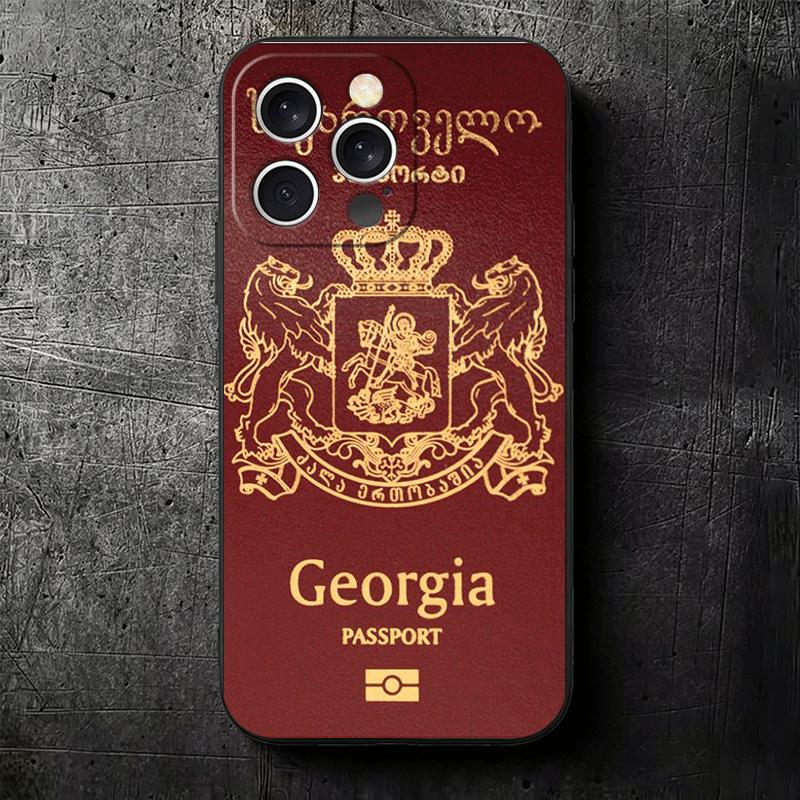 Georgia Passflagge Weiche Handyhülle für iPhone 16 16E 17 Air 15 Pro Max 14 Plus 13 Mini 11 12 7 Schwarze Hülle Rückschale