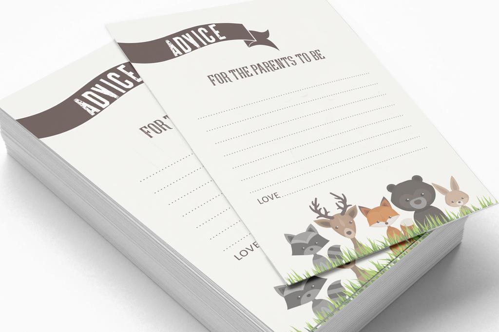 Inkdotpot 50A  Advice CardsA  For Baby Shower Game Gender Neutral Advice For New Mom & Dad Jungle Animals Boy Or GirlA  Party