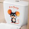 Cute Cartoon Mouse Creative Toilet Stickers, Self-Adhesive Decor for Bathroom Toilet Lid and Tank Decoration