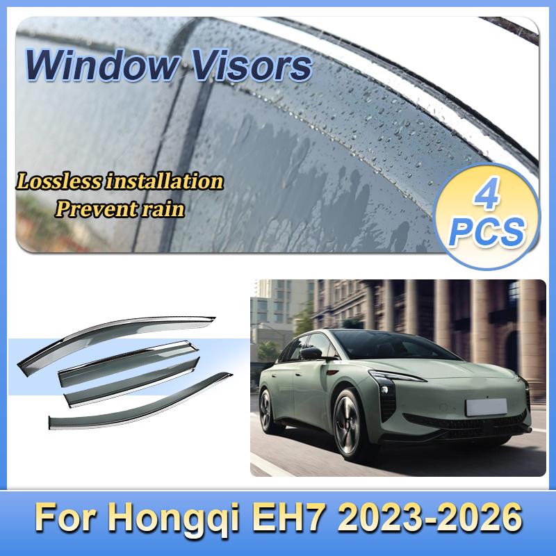 For Hongqi EH7 2023 2024 2025 2026 Window Door Visor Vent Awning Sun Rain Wind Guard Cover Deflector Weathershield Accessories