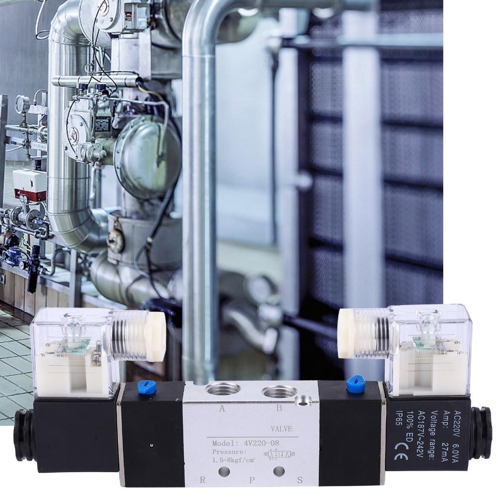 4V220 08 1 4  Inlet Outlet 1 8  Exhaust Pneumatic Solenoid Air Valve 2 Position 5 Way(AC220V)