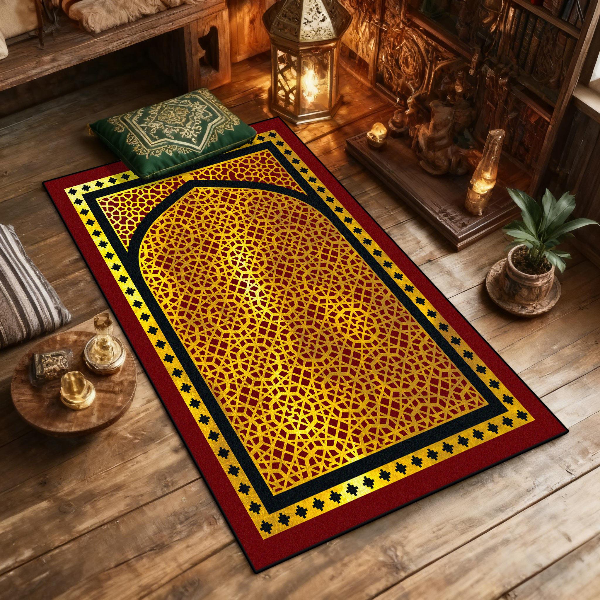 

Religious Culture Prayer Floor Mat Islam Style Home Prayer Room Area Washable Antiskid Mats Art Decoration Aesthetic Rug Musalla 60x90cm