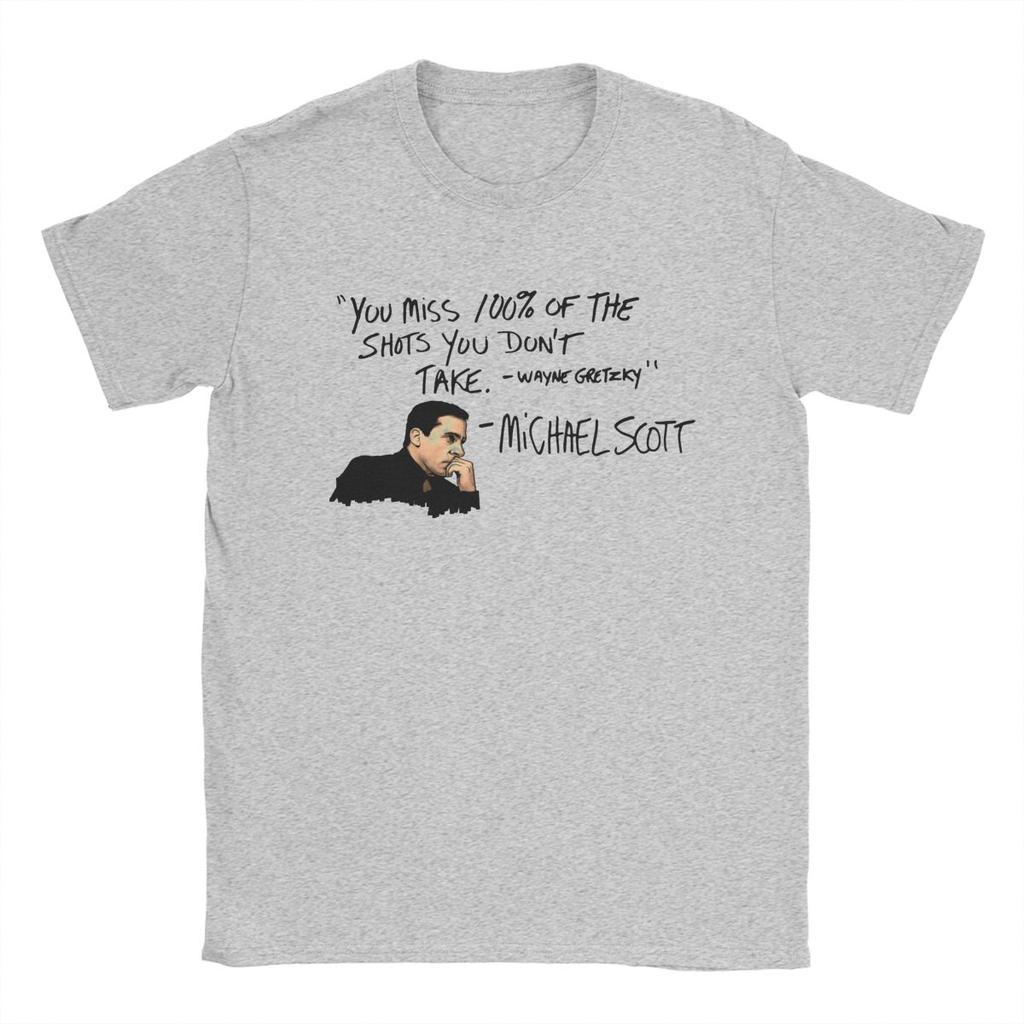 Michael Scott Citat The Office T-shirt för Män Ren Bomull Rolig T-shirt Rund Hals TV-program T-shirts Kortärmade Toppar Grafisk
