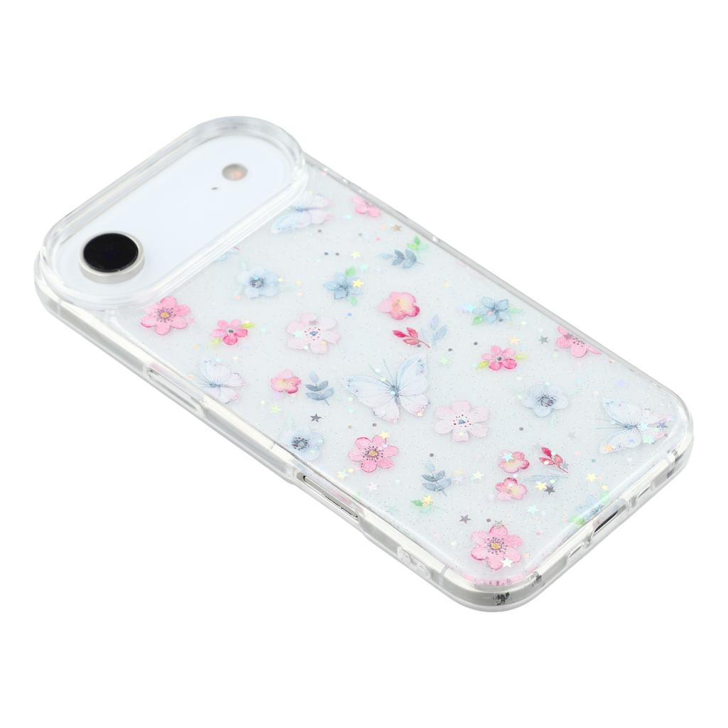For iPhone 17 Air Case Glitter Flower Epoxy Shockproof Phone Cover