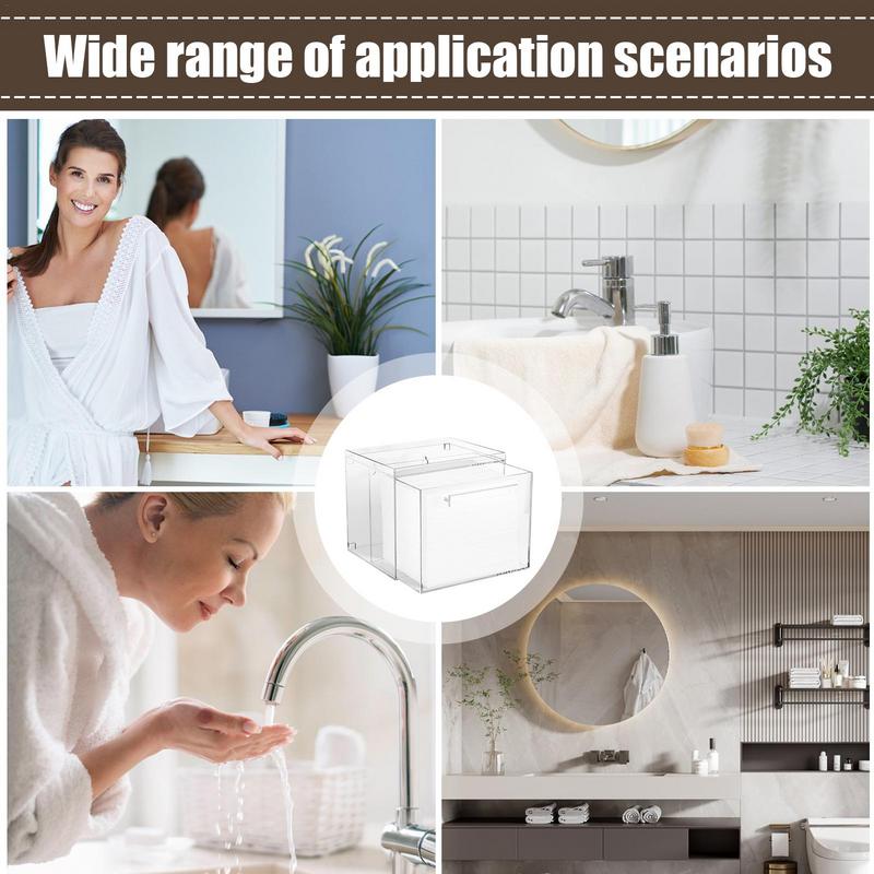 Facial Towel Storage Box Acrylic Towel Bin With Drawer Wall Mounted Facial Towel Container Cosmetic Organizer Box For Face