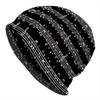 1pc Musical Note & Treble Clef Knit Beanie - Lightweight Stretch Fit, Classic Black/White Music Sheet Pattern, Durable for all-Season Casual Wear, Chr