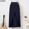 VONDA Elegant Women Back Elastic Front Cross Casual Long Skirts