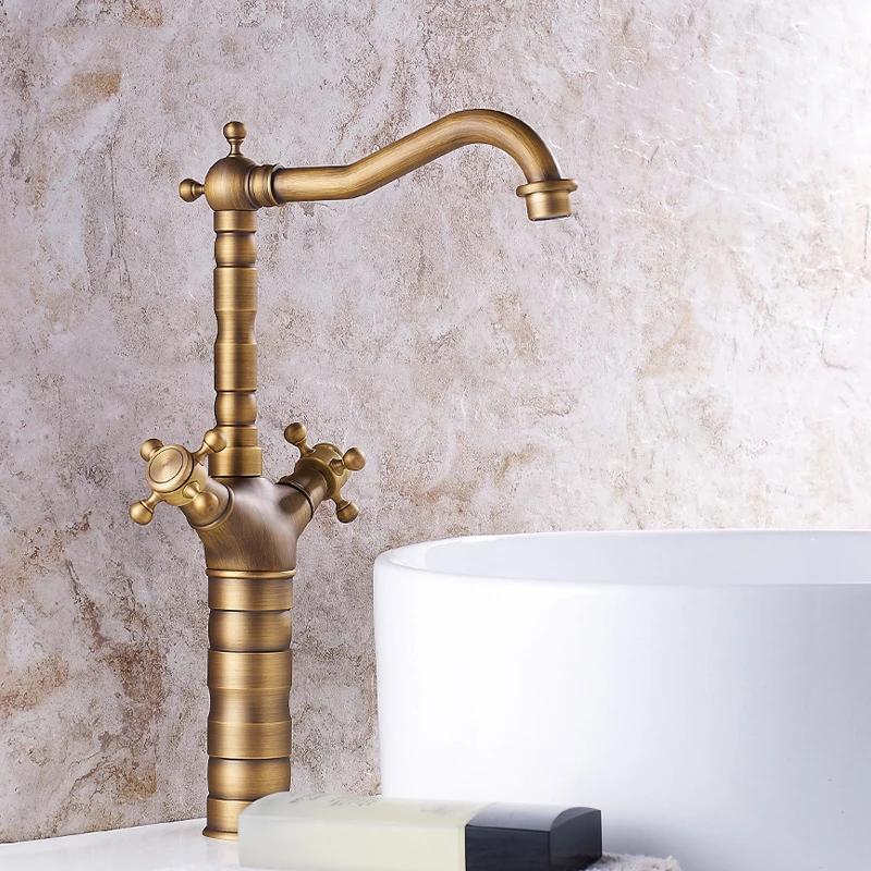 Gold Basin Faucet Bathroom Deck Mounted Dual Handles Black Bathroom Sink Faucet Antique Kitchen Mixer Taps Chrome