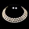 Imitation Pearl Necklace Earrings Bridal Wedding Pearl Rhinestone Neck Chain Stud Earrings Set Jewelry Women