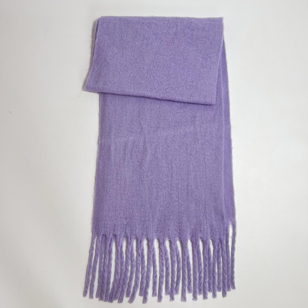 Versatile mohair solid color scarf women's winter thickening simple warmth enlarged shawl scarf