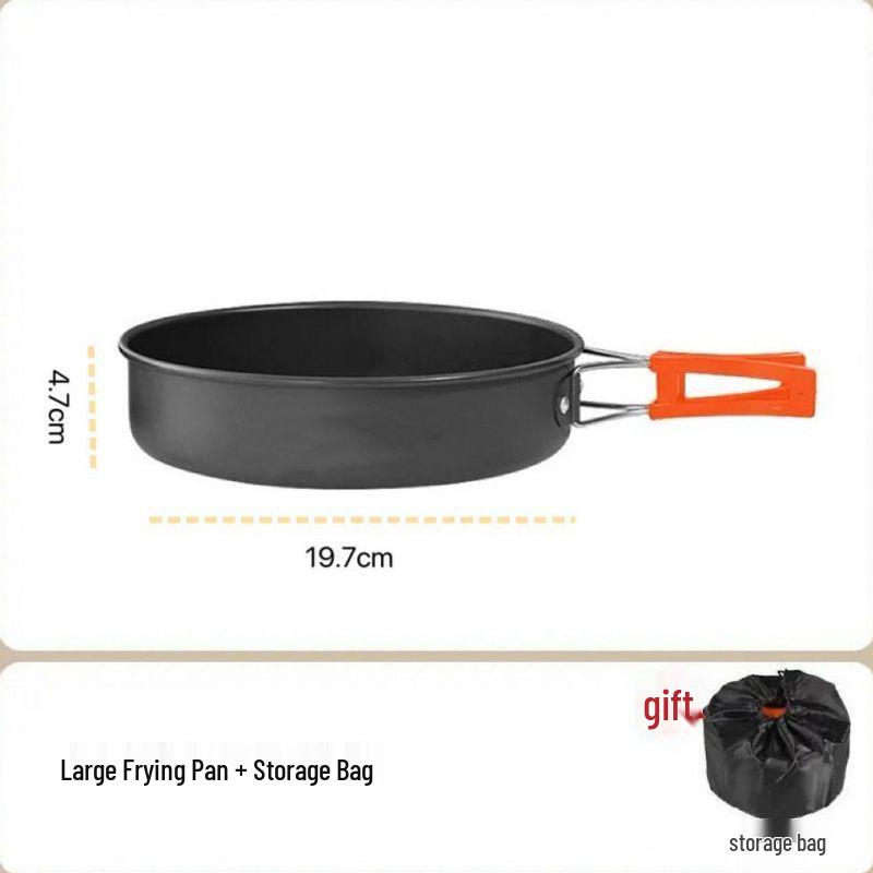 Portable Outdoor Camping Cookware Set with Kettle, Frying Pan, and Tableware Gear