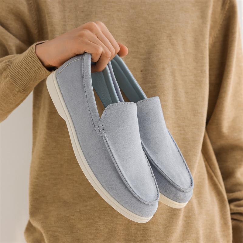 Men Flat Loafers 2025 Frosted Suede Flat Shoes Comfortable Non Slip Fashion Loafers Lightweight Trendy Outdoor Casual Shoes