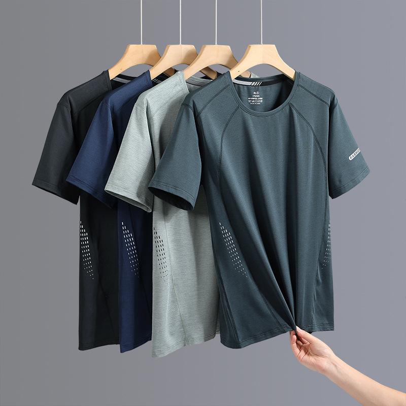 

Футболка из ледяного шелка для мужчин, летняя спортивная и досуговая мужская катионная быстросохнущая эластичная дышащая майка с короткими рукавами для мужчин