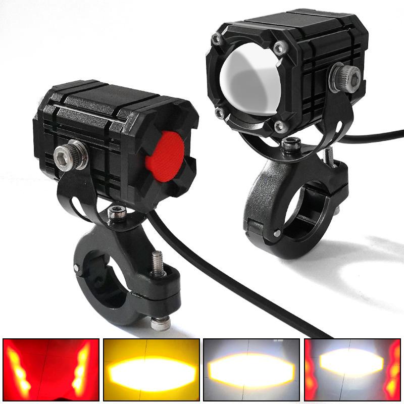 2 adet DC 12V-24V Motosiklet LED Sis Farları 6000lm Spot Lambası Paslanmaz Çelik Braketli Evrensel Far Motosiklet, Bisiklet, SUV için Uygun