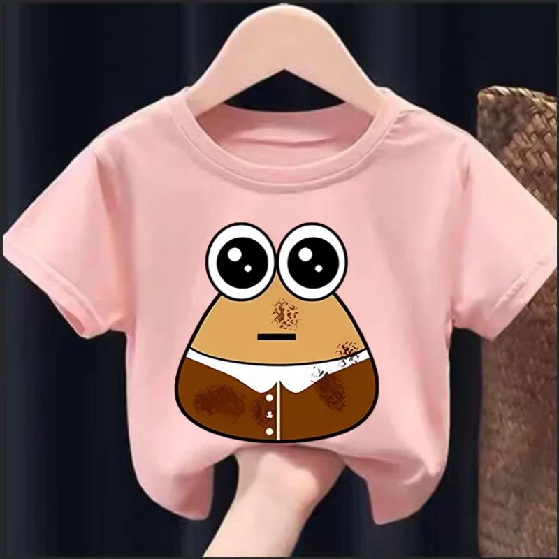 My Pet Alien Pou Kids Summer T-Shirt Cartoon Round Neck Infant Tracksuit Tees Clothing for Boys And Girls