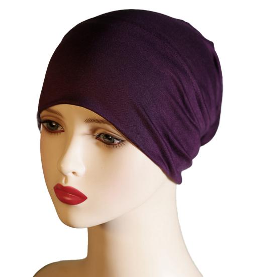 Headscarf Hat Mercerized Cotton Soft Breathable Wrinkle-Resistant Fabric Elastic Comfortable Fit Turban Hat Daily Wear One Size C