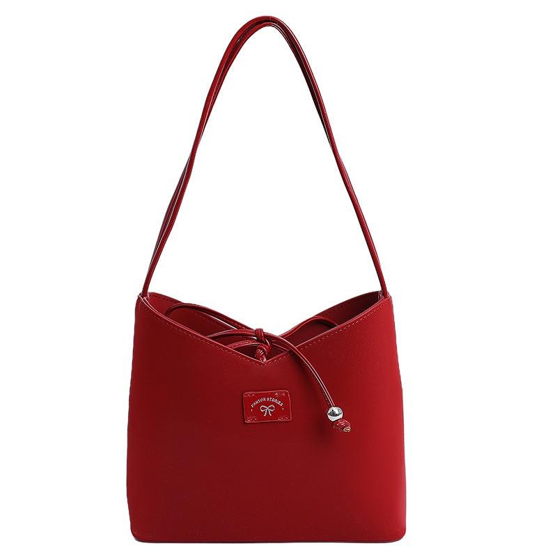 Summer new niche texture bucket bag women's versatile fashion underarm shoulder bag bow bag