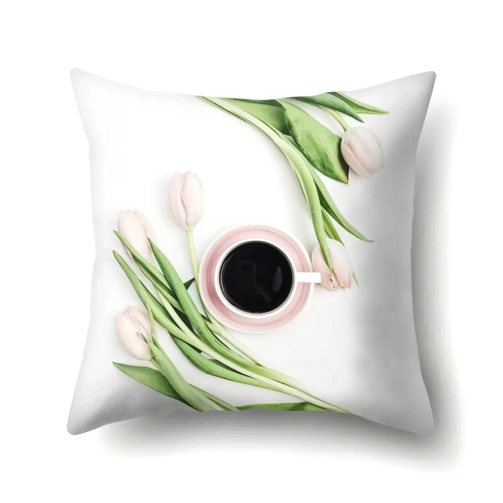 Simple Style Floral Print Pillow Cover Home Decoration Living Room Sofa Cushion Cover Office Chair Bedroom Room Decoration