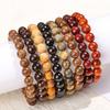 8mm Wooden Beads Bracelet Vintage Natural Wood Meditation Elastic Bracelets Women Healing Balance Ethnic Style Jewelry