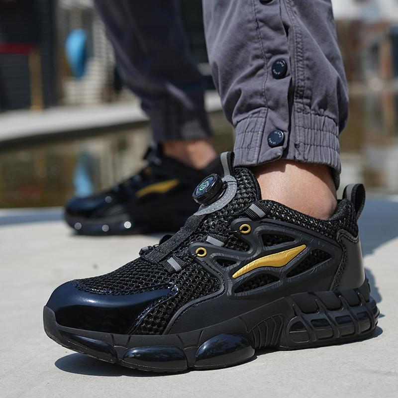 Safety Boots Men Work Sneakers Indestructible Shoes Steel Toe Protective Boots Anti-smash Anti-puncture Rotary Buckle Shoes