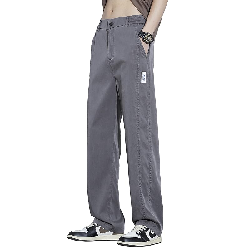 

[W Wonyo] kind tencel semi wide pants men s pants cool summer clothes bottoms cold sensation Thin summer Panties stretch extend easy pants casual