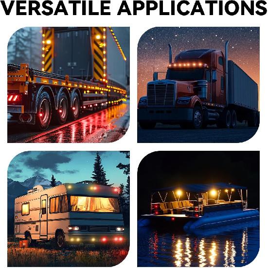 10PCS 2" Trailer Marker Lights,9 LED Round Side Marker Clearance Lights With Rubber Grommets & 2 Prong Wire Pigtails,Waterproof Trailer Lights Kit