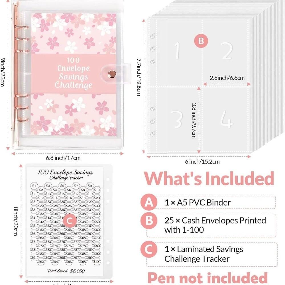 Money Saving 100 Envelope Savings Challenge Financial Management A5 Budget Binders Set  Unisex