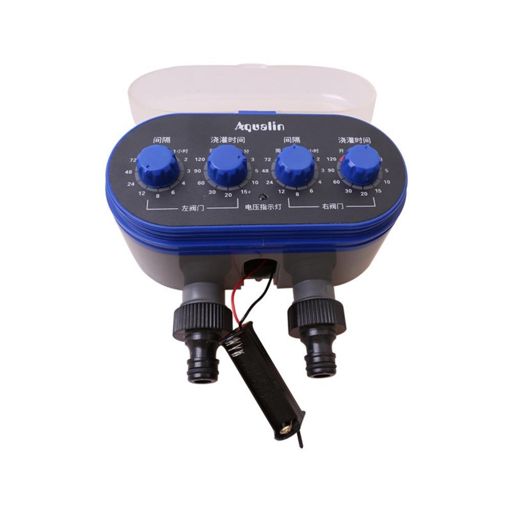 Ball Valve Electronic Automatic Watering Two Outlet Four Dials Water Timer Garden Irrigation Controller for Garden, Yard