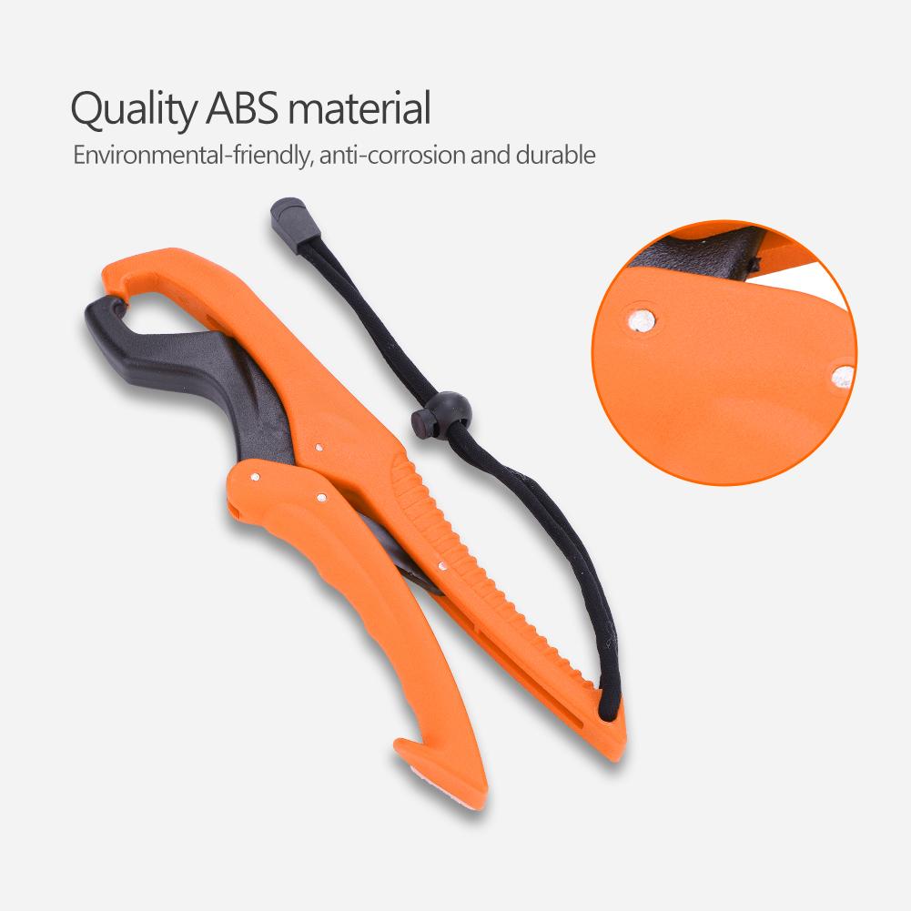 Fischgreifer Werkzeug ABS Griff Tackle Halter Fischklemme mit verstellbarem Seil (Orange, L)