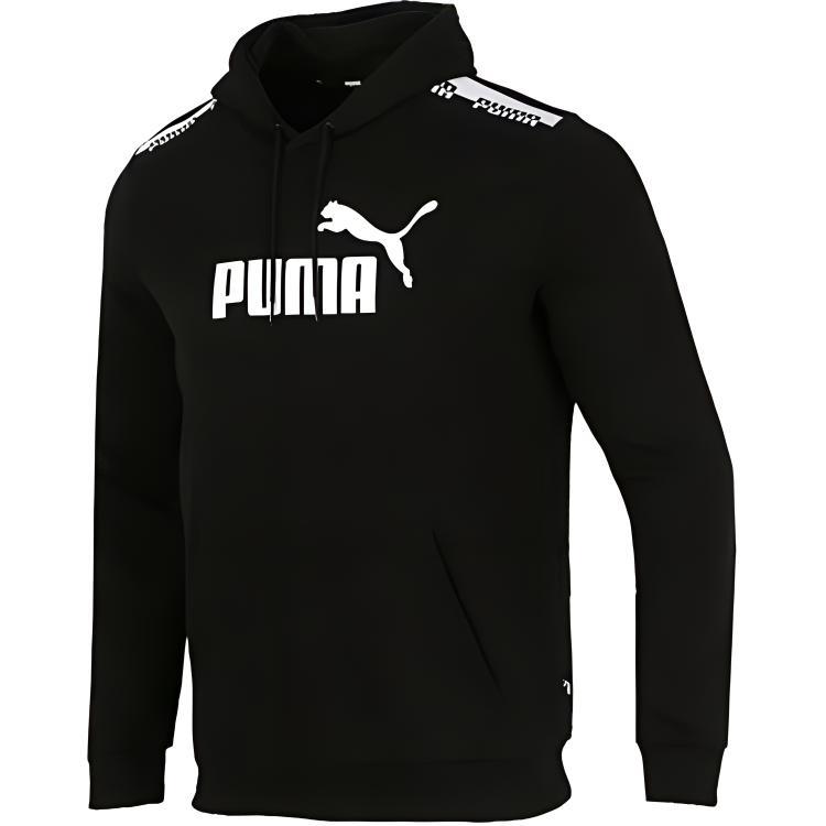 PUMA Amplified Logo Casual Sports Pullover Hooded Sweater Men s Black 588816-01 L