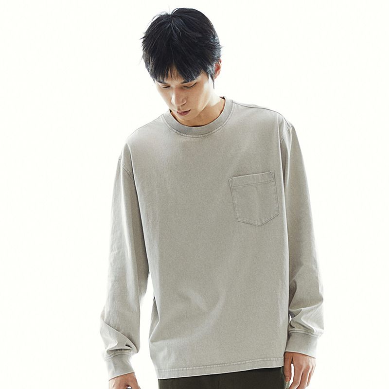 

Мужская одежда HM Худи 2025 Лето Новинка круглый вырез Свободный Ретро Вареный Пуловер Длинный рукав Топ 1271720